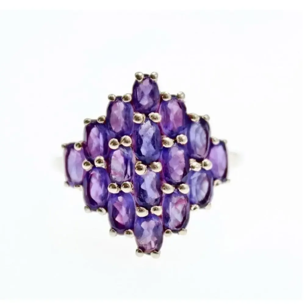 925 Sterling Silver Purple Tourmaline Ring Size 9.5